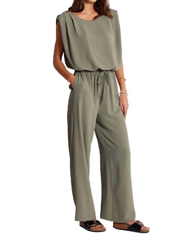 Fashion Elements Serafina Drawstring Pant In Olive