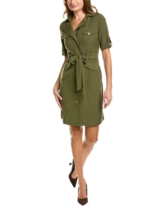 Loose Fit Sharagano Lepore Stretch Sharkskin III Shirtdress