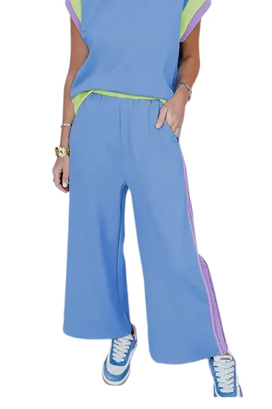 High-quality fabrics Sporty Scuba Pants In Pale Blue