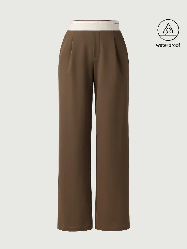 Fresh And Natural Waterproof Lightweight Elastic-Band Straight Leg Pant