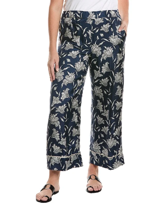 Simple Solid Color Weekend Max Mara Plus Nabulus Long Silk Trouser