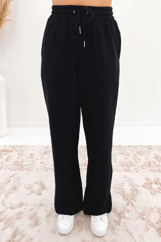 Multi-functional style Wide Leg Jogger Black