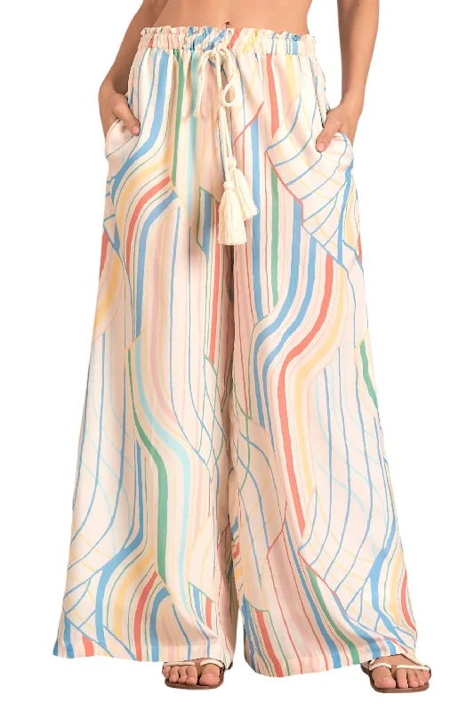 Casual Style Wide Leg Pants With Rope Pants In Multi Santa Barbara