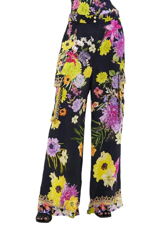 British casual Wide Leg Utility Pants In Peace Be With You