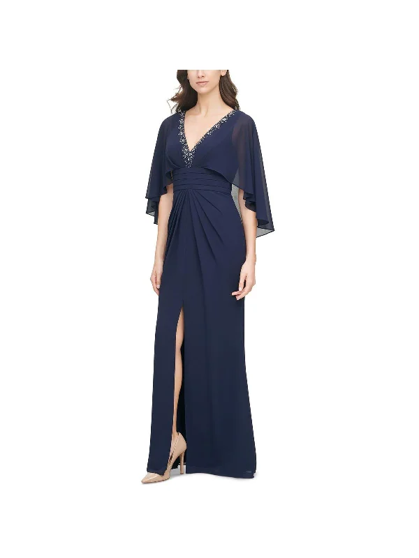 New Products Womens Beaded Neckline Maxi Evening Dress