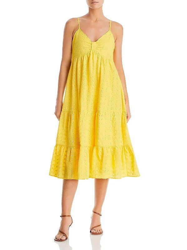 Warm Winter Series Womens Cotton Eyelet Midi Dress
