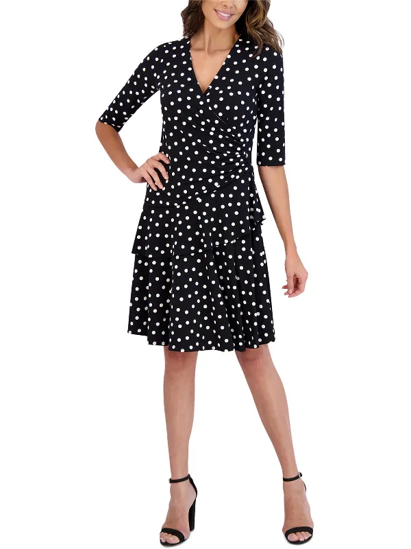 Knowledge And Elegance Womens Dotted Tiered Mini Dress