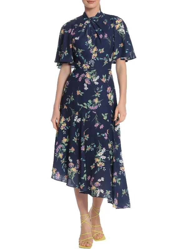 Low-key Luxury Womens Floral Calf Midi Dress