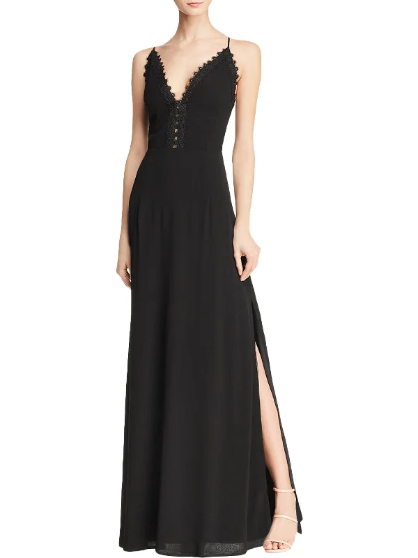 Dessert Matching Womens Lace Trim Full-Length Maxi Dress