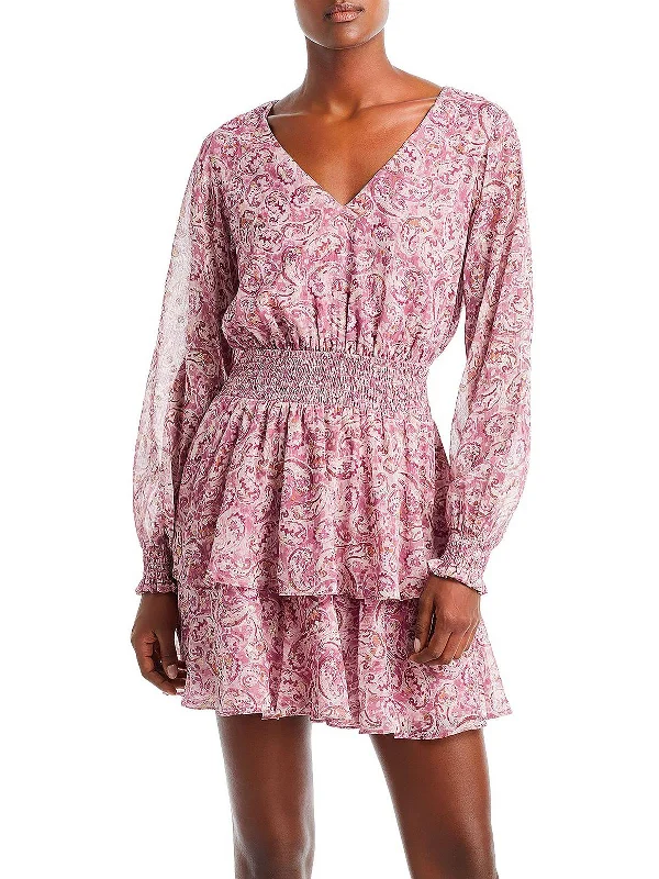 Simple Style Womens Metallic Paisley Mini Dress