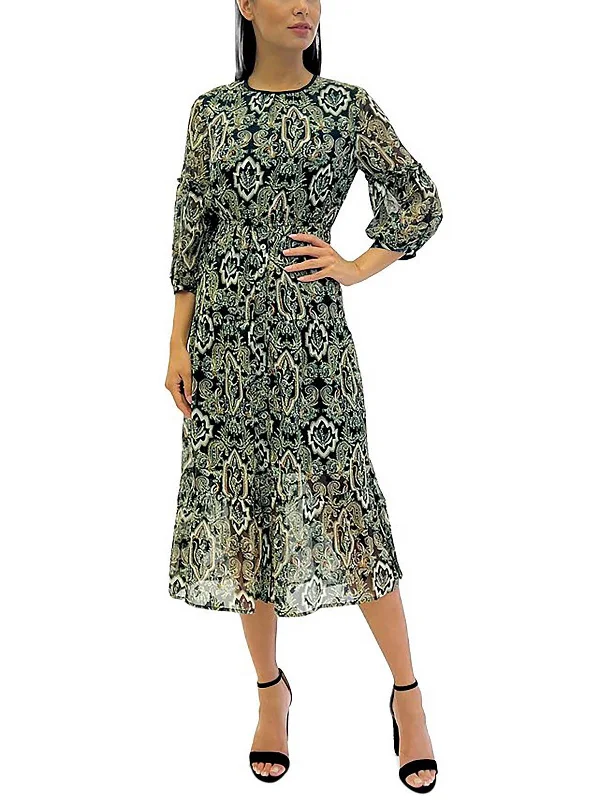 Thin Design Womens Paisley Long Midi Dress