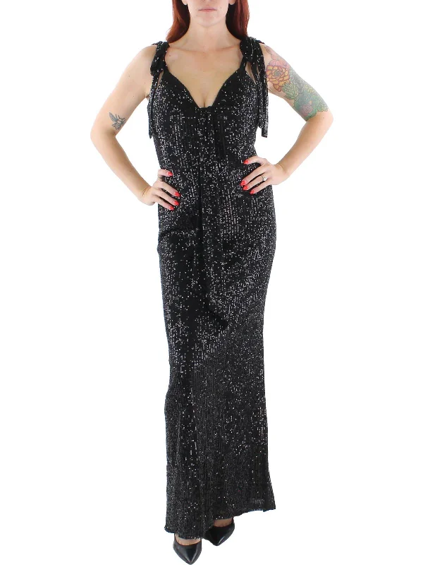 Single-shoulder Neck Design Womens Sequined Long Evening Dress