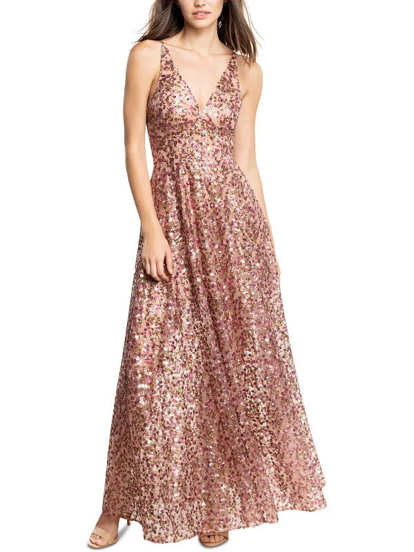 Bright Colors Womens Sequined Maxi Evening Dress