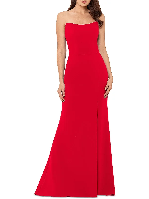 Girl Style Womens Side Slit Strapless Formal Dress