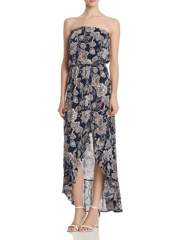 Beautiful Romance Womens Strapless Floral Maxi Dress
