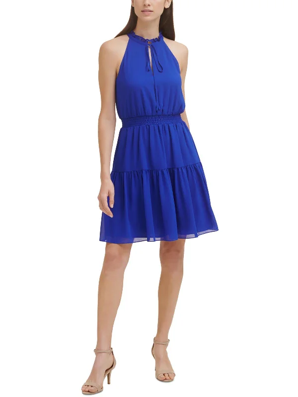 Stunning Fashion Womens Tiered Mini Halter Dress