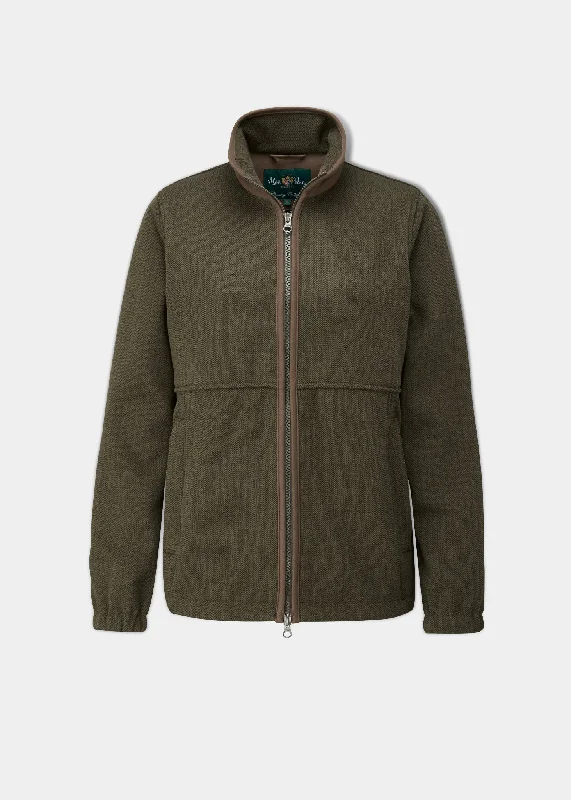 Classic Aylsham Ladies Fleece Jacket In Green Herringbone - Regular Fit