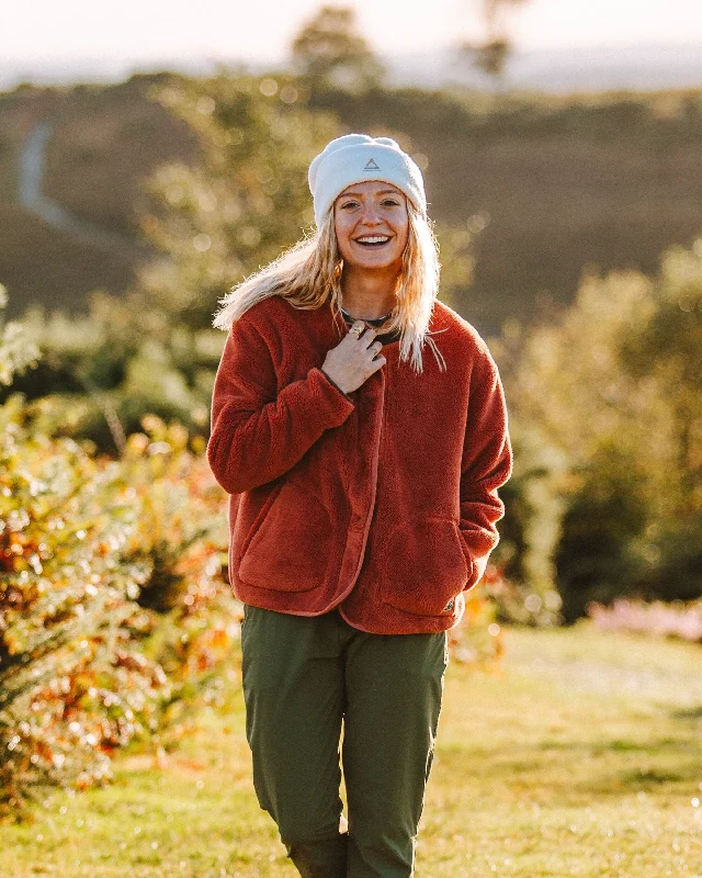 Beautiful Romance Iris Collarless Recycled Fleece Jacket - Baked Clay