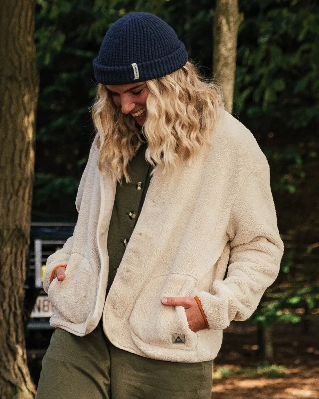 Trendy Traveler Iris Collarless Recycled Fleece Jacket - Oat