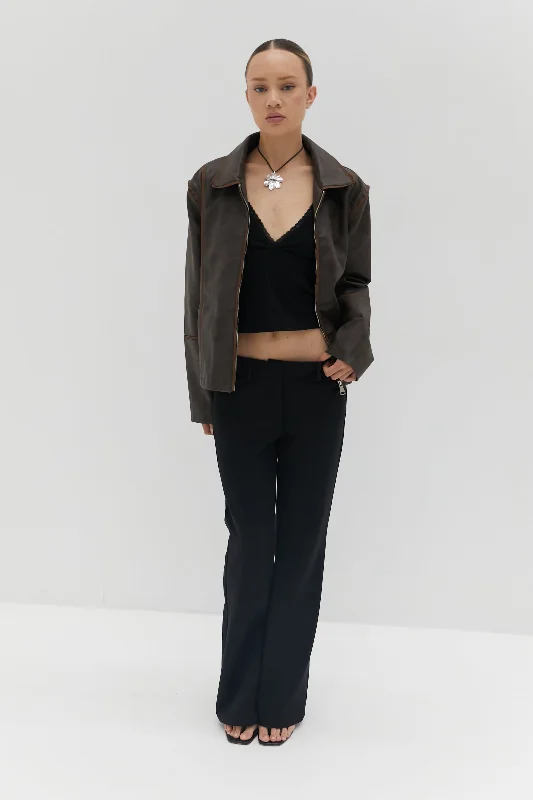 Embroidered Letters Sammie Jacket - Brown