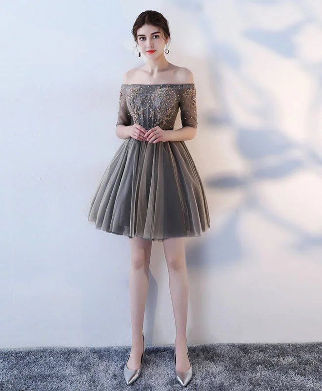 Lazy Style A Line 1/2 Sleeve Lace Short Prom Dress, Homecoming Dress