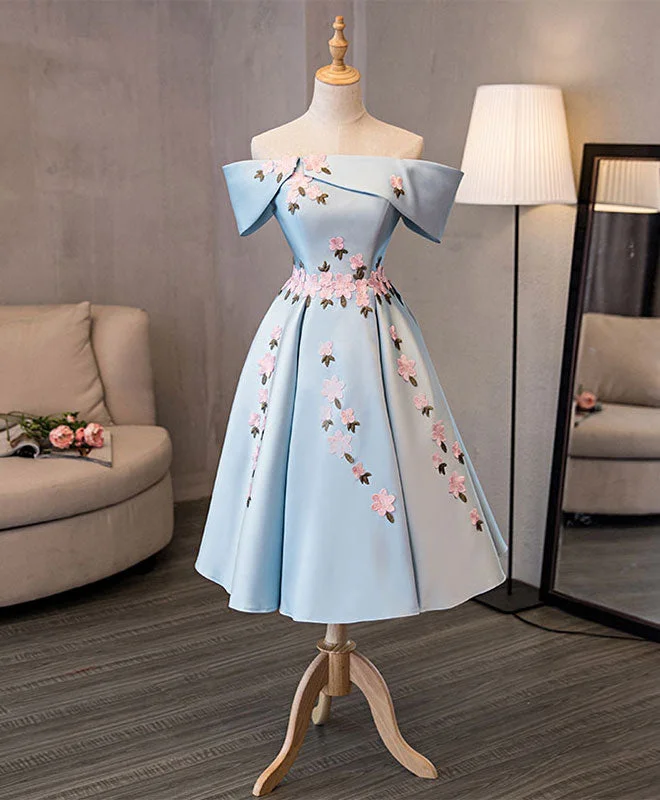 Noble Temperament Blue Cute Short Prom Dress, Blue Homecoming Dress
