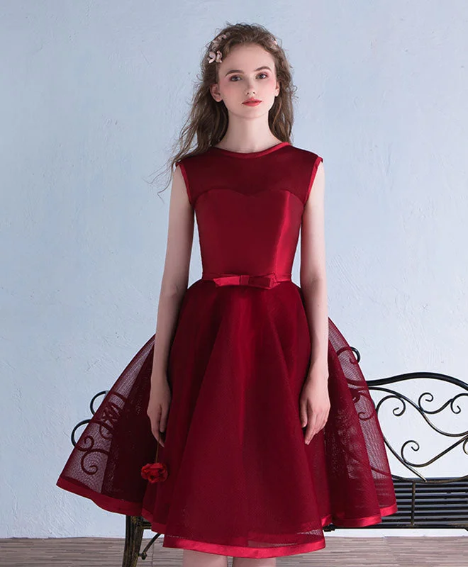 New Products Burgundy A Line Short Prom Dress, Burgundy Homecoming Dresses