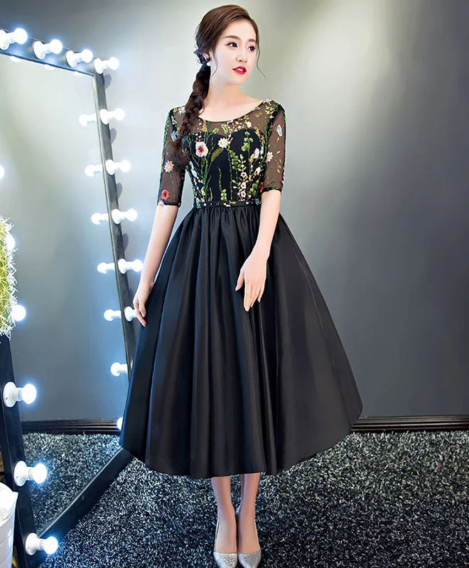 Low-key Luxury Cute A Line Black Short Prom Dress, Pink Evening Dress