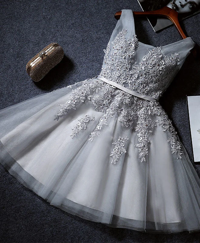 Leisure Travel Cute A Line Tulle Lace Short Prom Dress, Homecoming Dress