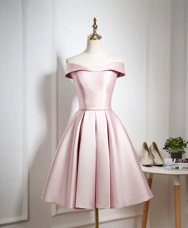 European And American Style Cute Pink A Line Short Prom Dress, Pink Evening Dress