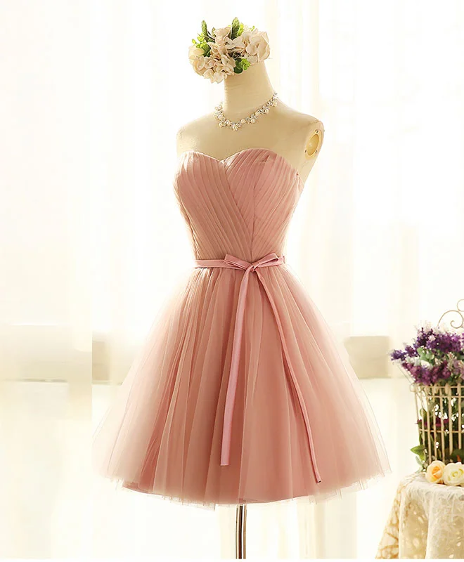 Elegant And Lazy Cute Sweetheart Neck Tulle Short Prom Dress, Pink Bridesmaid Dress Elegant And Lazy Cute Sweetheart Neck Tulle Short Prom Dress, Pink Bridesmaid Dress