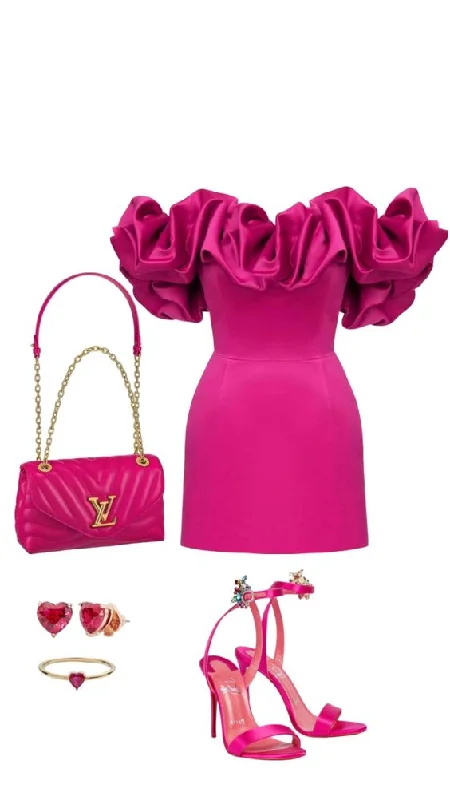 Playful Style Fuchsia Off Shoulder Ruffles Sheath Homecoming Dress Birthday Outfits MD7305 Playful Style Fuchsia Off Shoulder Ruffles Sheath Homecoming Dress Birthday Outfits MD7305