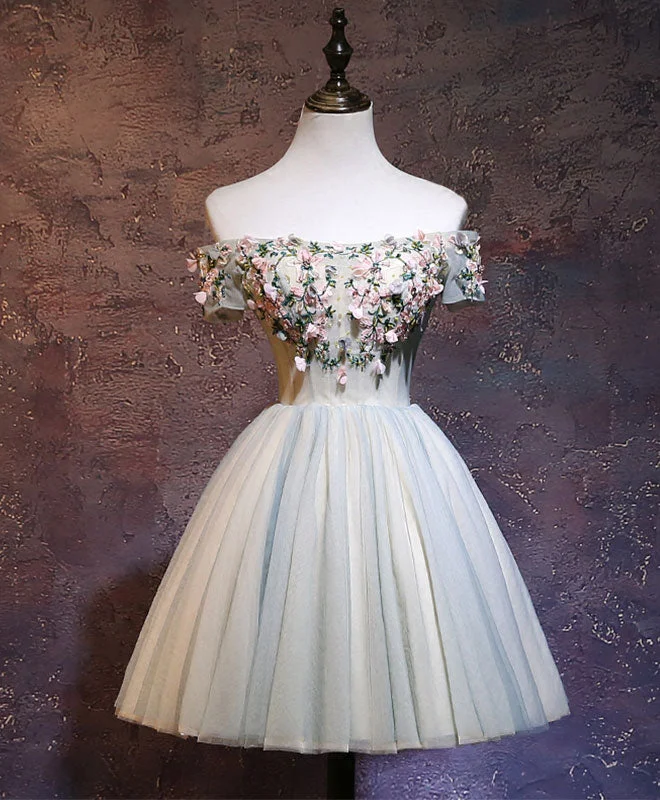 Celebrity Style Light Green Tulle Lace Applique Short Prom Dress, Cute Homecoming Dress Celebrity Style Light Green Tulle Lace Applique Short Prom Dress, Cute Homecoming Dress