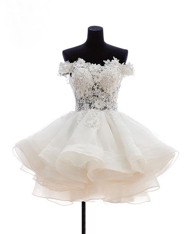 Sexy Fun Mini Tulle Lace Short Prom Dress, Lace Cute Homecoming Dress