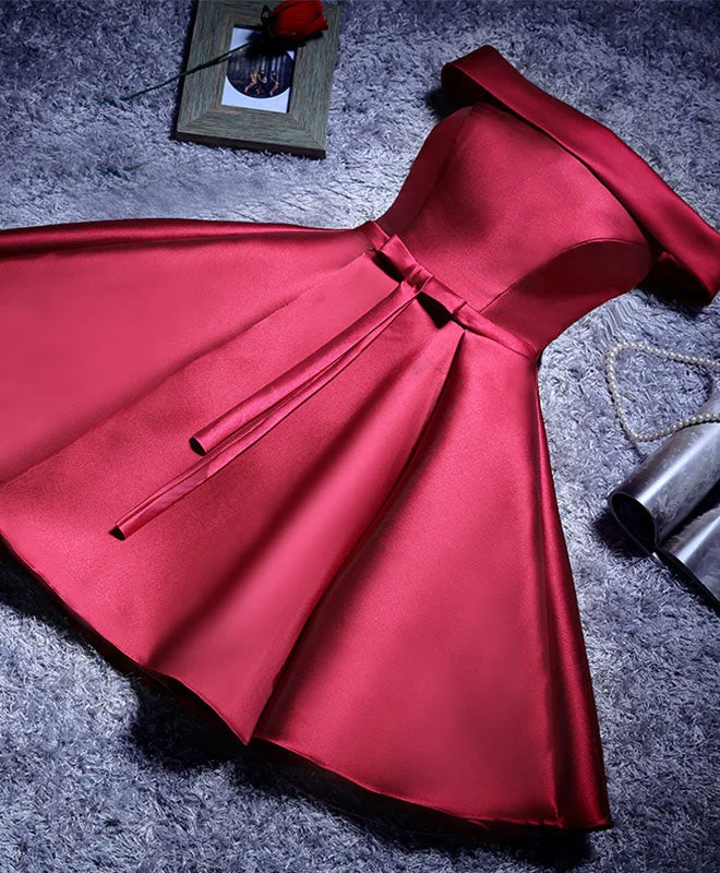 Sports And Leisure Simple A Line Satin Short Prom Dresses, Formal Bridesmaid Dresses Sports And Leisure Simple A Line Satin Short Prom Dresses, Formal Bridesmaid Dresses