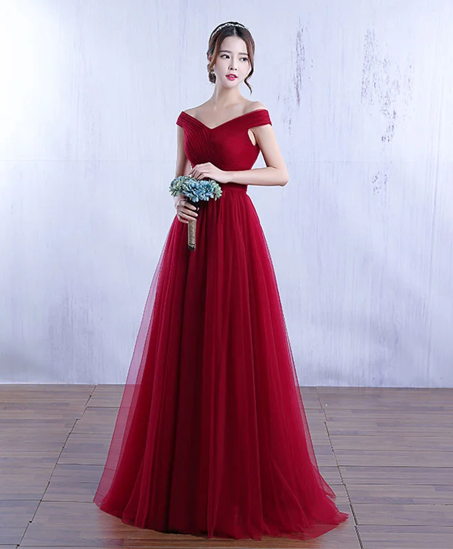 Street Charm Simple V Neck Tulle A Line Long Prom Dress, Evening Dress