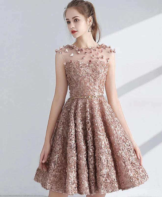 Warm Winter Series Unique 3D Lace Short Prom Dress, Cute Homecoming Dress