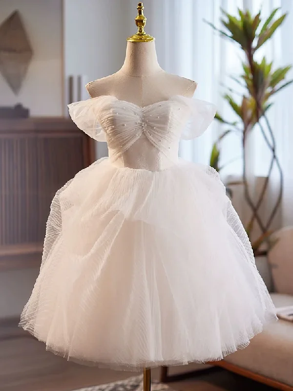 Denim Design White Sweetheart Tulle Lace Short Prom Dress, White Homecoming Dress MD7228 Denim Design White Sweetheart Tulle Lace Short Prom Dress, White Homecoming Dress MD7228