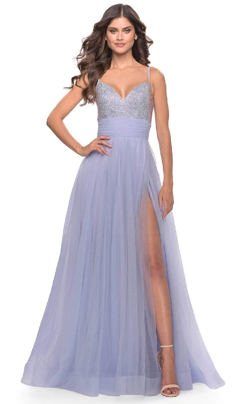 Elegant And Noble La Femme 31433 - Sleeveless Stone Accent Prom Dress