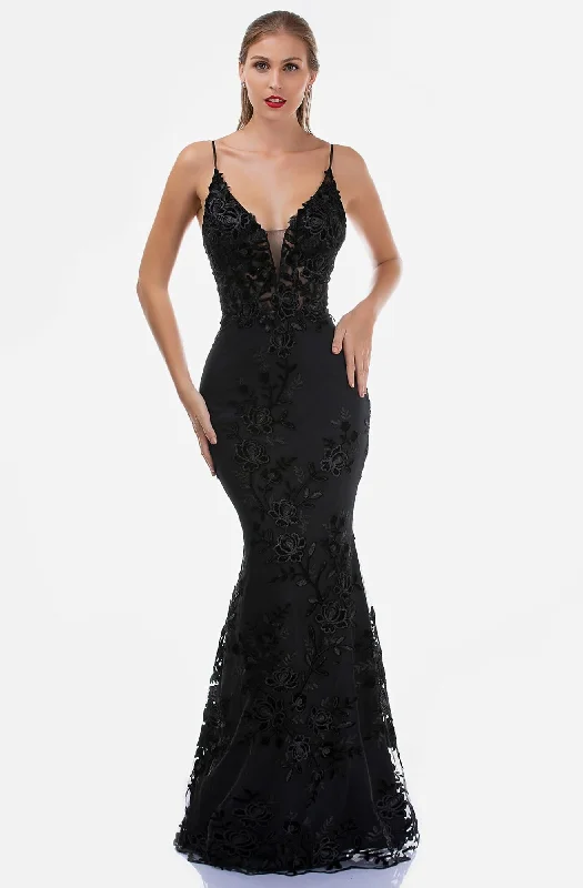 Innovative Design Nina Canacci - 2240 V-Neck Embroidered Long Dress