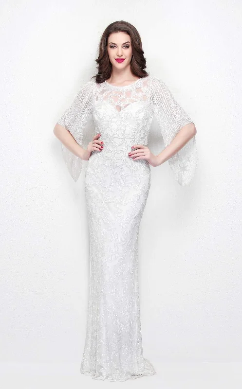 Classic Retro Primavera Couture - 9713 Sequined Flare Sleeve Junior Prom Gown