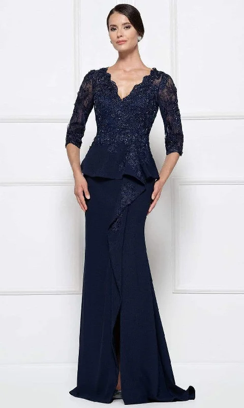 Street Charm Rina Di Montella - RD2685 Embroidered Scalloped V-neck Sheath Dress