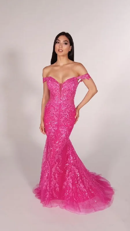 Bright Colors Ellie Wilde Long Off the Shoulder Prom Dress EW34007