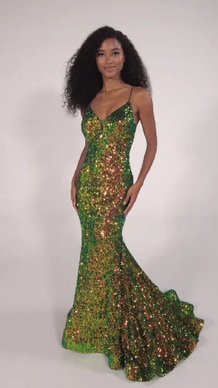 Sports Design Ellie Wilde Mermaid Velvet Sequin Prom Dress Ew34016