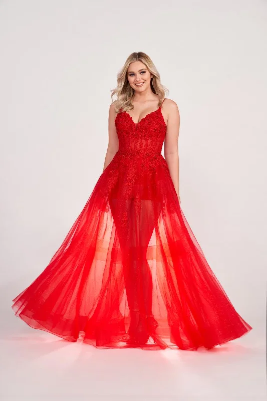 Celebrity Style Ellie Wilde Long Illusion Prom Dress EW34032