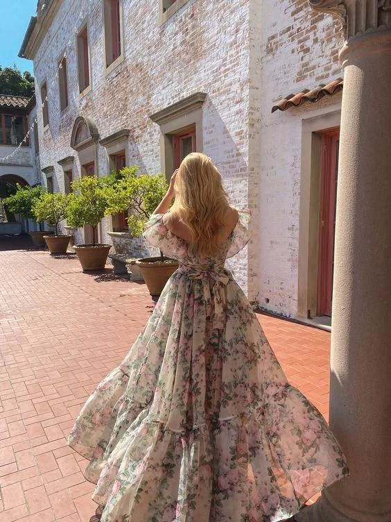 Unique Design Off-The-Shoulder Chiffon A-Line Long Party Dress,DP1935